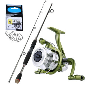 Sougayilang 【พร้อมส่งในไทยCOD】คันเบ็ดและรีลชุด2ส่วน1.8เมตร/6FTแบบพกพาและคันเบ็ดราคาถูก3สีปั่นรีล5.2: 1อัตราทดเกียร์สำหรับการตกปลาในทะเลสาบและมหาสมุทร