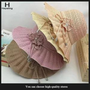 Hayating Wide Brim UV Protection Straw Hat Fashion Casual Breathable Beach Cap Bucket Hat Summer Sun Hat