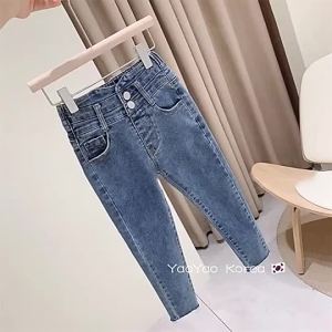 2023 Korean jeans baby girl kids jeans girl pants high waist pants skinny pants Outfit For Kids Girls