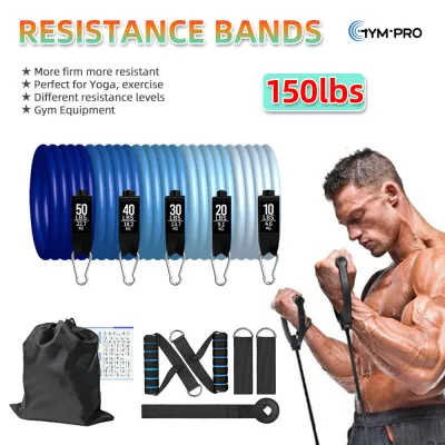 GYMPRO Fitness Resistance Bands Set Yoga 5 Tube Workout Bands Home Exercise Bands with Door Anchor Handles Ankle Straps Gym Equipment