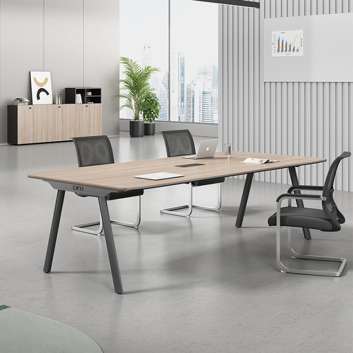 Shanghai office conference table is simple and modern. Large conference ...