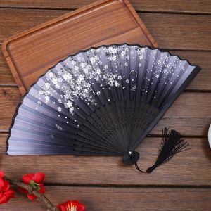 EKILLERLY Party Gifts 1PC Summer Silk Hand Held Chinese Style Pattern Folding Japanese Folding Fan Photo Prop Tool Hand Held Flower Fan Dance Hand Held Silk Fan