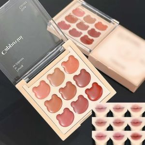 STARGOODS 9-Color Bear Lip Mud Smooth Texture Cute Bear Lip Tint Cream Palette Sweet Waterproof Rose Red Lip Gloss Makeup