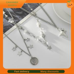 ❣️❣️❣️ Multi Layer Silver Necklace Pentagram Y2K Metal Fashion Jewelry Accessory for Evening Dress Cosplay Style
