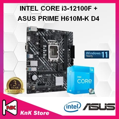 ASUS PRIME H610M-K D4 H610 LGA1700 Motherboard + Intel 12TH GEN CORE I3 / I5 / I7 / I9 CPU COMBO PROMO I3 12100F [ I3-12100F ]