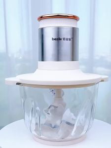 Meat Grinder Chopper Electric Food Meat Grinder Meat Mincer Machine Food Chopper Food Shredder Blender New Double Cup Household Multi-Functional Mashed Garlic Fantastic Chili Pepper Grinder Minced Meat Fillings Food Supplement All-in-One Machine
