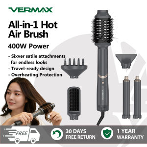 Vermax 6-in-1 Hot Air Brush Set Curling Iron Hot Air Comb Straight Curling Wand Multi-Styler Frizz