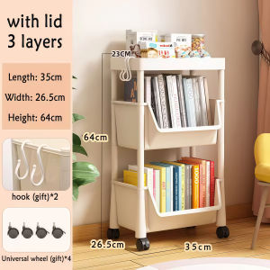 Goody Trolley Bookshelf Moving Rack Kitchen Storage Shelf  Home Bedroom Organizer Trolley Rolling Trolley Kitchen Organizer