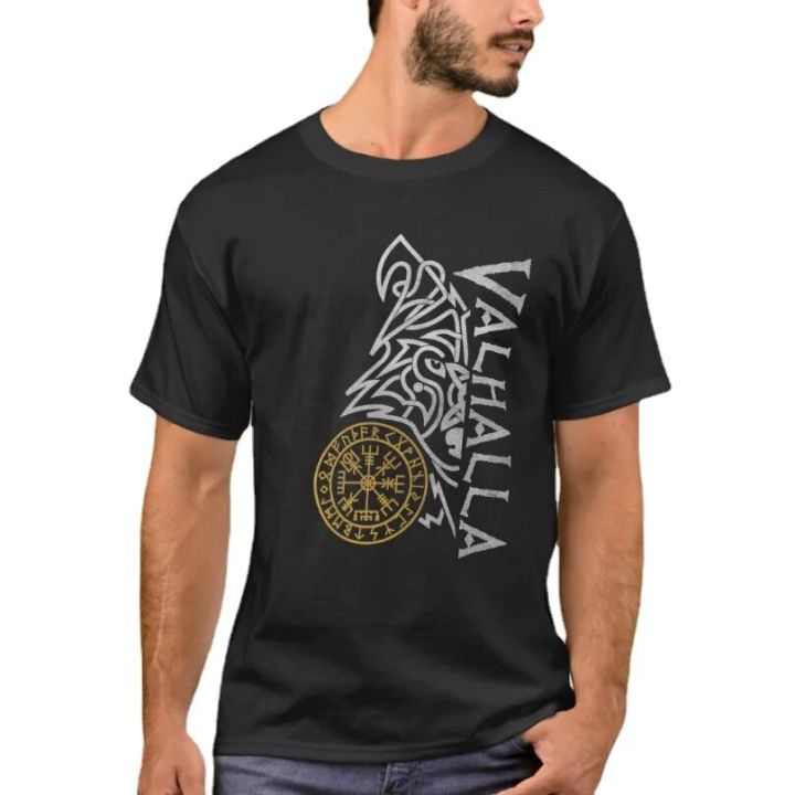 Odin Wolf Valhalla Norse Compass Runes Viking Tshirt Mens Tshirt Size ...