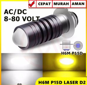 LAMPU LED UTAMA HEADLAMP MOTOR LED LASER D2 H6 P15D AC DC 9-80V BEBEK MATIC 2 WARNA