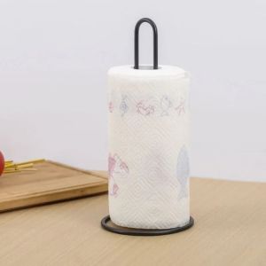 REOPYG Black/Silver Roll Paper Towel Holder Stainless Steel One-handed Tear Vertical Napkins Rack Creative Free Standing Tissue Stand for Home