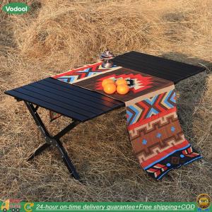 【24 hours Flash Delivery】 Aluminum Alloy Portable Picnic Table Roll-Up Outdoor Table Backpacking Table for Outdoor Camping Picnic BBQ