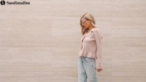 Saodimallsu  คาร์ดิแกนผู้หญิงผูกเชือกด้านหน้า แขนยาวถักน่ารัก  V  ท็อปเสื้อสเวตเตอร์สั้นฤดูใบไม้ร่วง