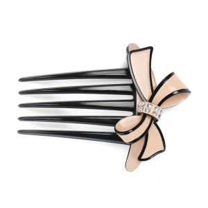 [SG] 10cm Bow French Pleat Hair Style Hair Comb Pin with Crystal 5 Teeth Elegant Stewardess Hairstyle Hair Comb Clip Pin