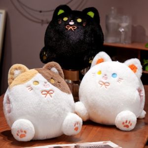 BEIBEI with Hand Pocket Calico Cat Plush Toys Smile PP Cotton White Cat Plush Pillow Sofa Pillow Cute Black Cat Plush Doll Home Decor