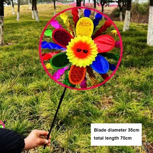 OKKFINE Colorful Double-layer Turntable Sunflower Windmill Multistyles  Turntable Glitter Garden Yard Wind Spinner High Quality PVC Rotating Sunflower Outdoor Party Picnic Decor
