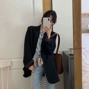 [8 colors]Women Casual Korean Style Suit With Shoulder Pad Long Sleeve Loose Blazer