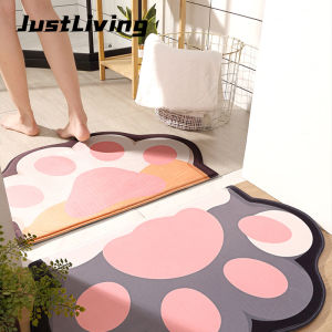 JustLiving 40x60CM Anti Slip Bathroom Absorbent Floor Mat Super Soft Flannel Door Mat Non Slip Doormat Bathroom Rug Quick Drying Kitchen Entrance Mats Home Cute Toilet Carpet Pad Mats