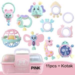 11pcs Mainan Shake Teether Kids Toys Perkembangan Anak Balita Rattle Gigitan Baby Gigitan Bayi Set Murah Hadiah COD