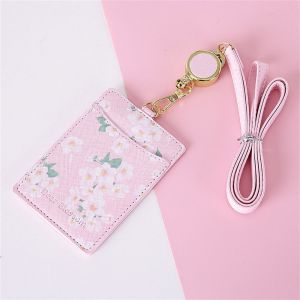 GIORGIONE Office Supplies Portable Keyrings Student Sakura Credit Card Lanyard Card Holder Bus Card Cover ID Card Holder Business Card