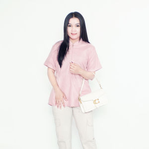 Oralia Atasan OverSize / Atasan Lengkap L 2L 4L Model Blus Jumbo Kerja / Pakaian Kekinian / Atasan Over Size Kantor Kerja / Blus Bigsize Formal Bahan Katun / Baju Model Tangan Pendek Panjang Polos Crew Neck Dusty Pink Turkish Green Sage Soft Pink
