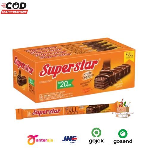 Superstar Wafer Triple Chocolate Full Chocolate Box Isi 20 x 16gr