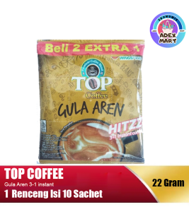 TOP Coffee Kopi Instan Gula Aren 6 Sachet x 22g  Manis Alami Aroma Tahan Lama