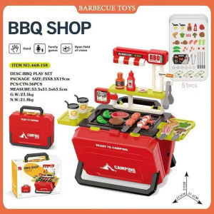 **Malaysia Seller** 55Pcs Fast Food Playset cooking Toys BBQ Cart Play Set Pretend Playset Mainan Masak Kitchen toys kid playhouse