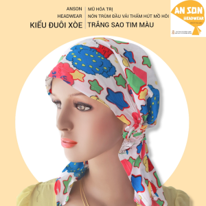[KIỂU ĐUÔI XÒE-MÀU TRẮNG SAO TIM MÀU ] Nón hóa trị vải mềm mát hút mồ hôi bệnh nhân ung thư mũ hóa trị chemo hat cancer hat nón trùm đầu