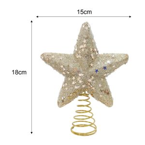 18CM Christmas Tree Topper Gold Silver Sparkle Foam Star Xmas Tree Topper Ornament for Christmas New Year Party Treetop Decoration