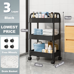 🔰 4 Tier Trolley Racks with Wheels Multifunction Storage Shelf Rack for Kitchen Office Home Book Baby Toys