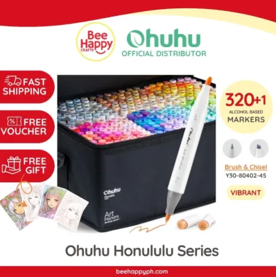 Ohuhu Honolulu 320 Colors Dual Tips Alcohol Art Markers Brush & Chisel Y30-80404-11