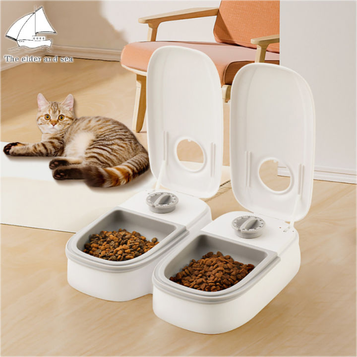 TE Automatic Cat Feeder Wet Dry Meals Separation Pet Food Dispenser For