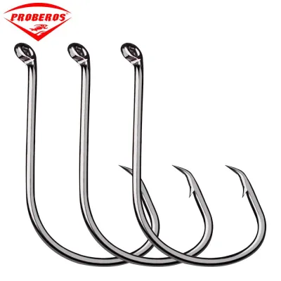 PROBEROS Barbed Fishing Hook 100 unit keluli tahan karat kimia tajam Octopus Circle Single Hook Fishing Tackle Lure Hook Carbon Fishing Hook Set aksesori memancing air masin 7384