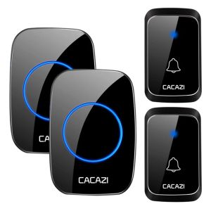 CACAZ Smart Home Waterproof Wireless Doorbell For Outdoor 4 Levels Volume 80DB 60 Chimes Home Calling Bell US EU UK AU Plug