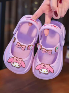 รองเท้าแตะเด็ก รองเท้าแตะ รองเท้าแตะเด็ก รองเท้าแตะฤดูร้อนสำหรับเด็ก รองเท้าแตะหนังจระเข้ เด็กผู้หญิง รองเท้าแตะชายหาด Sanrio Princess รองเท้าแตะชายหาด พื้นนุ่มกันลื่น