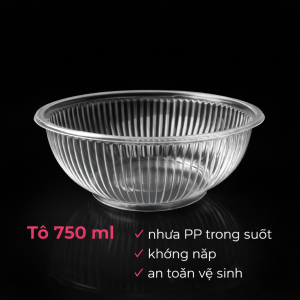 Tô Nhựa 750ml PP Trong Suốt – Không Nắp – Đựng Bún Phở Hủ Tiếu An Toàn Vệ Sinh