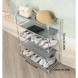Rak Susun Warna Rak Sepatu Stainless Steel Tempat Sandal Alas Kaki Bahan Kuat Multifungsi