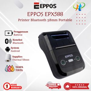 EPPOS EPX588 RPP02 Mini Printer Thermal Bluetooth Portable Cetak Struk Kasir 58mm Tanpa Tinta
