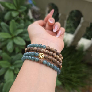 Q2201 Chuỗi 4v Trầm Hương Tốc Vườn mix chuỗi Lam Ngọc 6li chất đẹp charm cỏ 4 lá V10k không kén mệnh - Phong Thuỷ TUDO