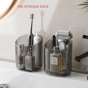 PICKIT Wall Mounted Bathroom Storage Rack Multi-Functional Punch-Free Razor Storage Box Fashion Transparent Storage Basket