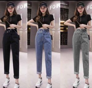 QUẦN JEAN BAGGY NỮ XANH CHẤT BÒ XANH 3 CÚC BẢN TO LƯNG CAO NÂNG MÔNG HÀN QUỐC DB-295 - DUBAI FASHION