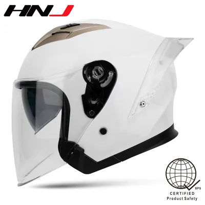 HNJ 916 Half Face Motorcycle Helmet with spoiler Wing Dual Visor Motor Helmet Mens Womens Universal
