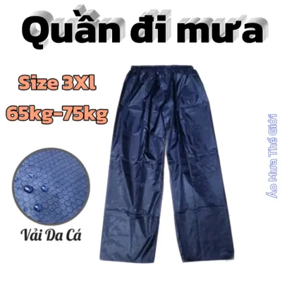 Quần đi mưa chống thấm tốt size từ 45kg-85kg chất liệu vải dù dù tổ ong