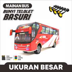 Miniatur bus telolelet basuri ukuran besar nyala lampu bu nyi telolet basuri