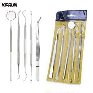 KIPRUN 5pc/3PC set Dental Mirror Stainless Steel Dental Dentist Prepared Tool Set Instrument Tweezer Hoe Sickle Scaler Probe Tooth Care Kit