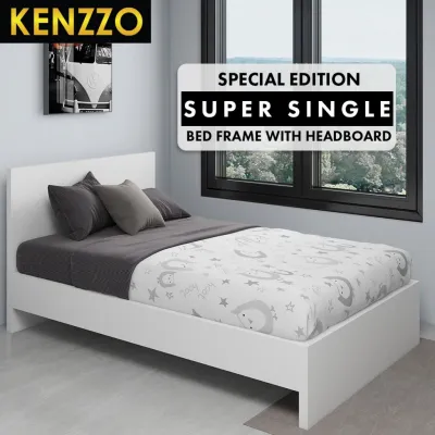 [FREE INSTALLATION] KENZZO: E1 Grade Special Edition Wooden super single bed frame with headboard /super single