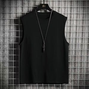 Summer Mens Solid Color Sleeveless Vest M-5XL Large Size Casual Sports Loose Outer Wear Sleeveless T T-shirt