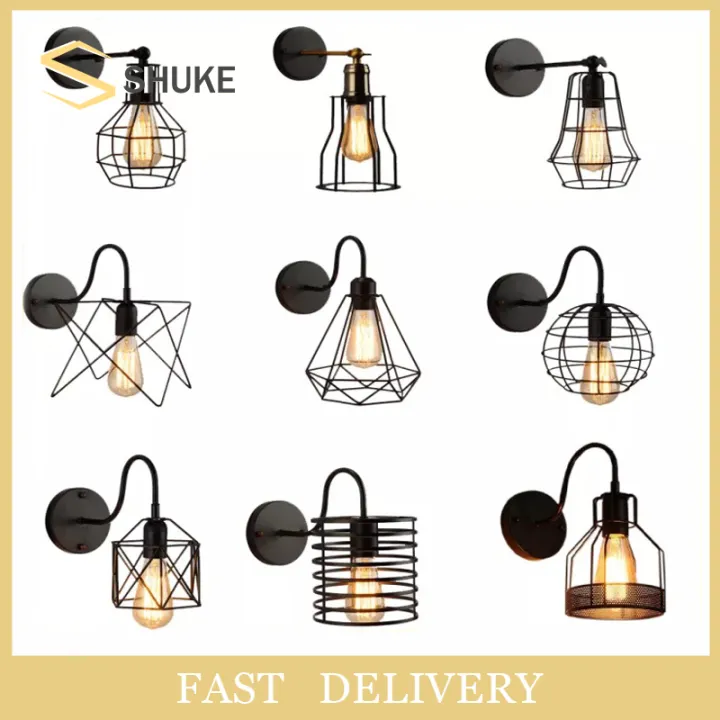 Industrial Wall Lamp E27 Wall Light Black Wall Lamp for Headboard Bedroom  Cafe Shop Lazada PH