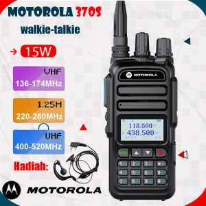 【Memberikan Headph】 HT Motorola 370s two way radio jarak jauh 20KM walkie talkie kapasitas tinggi 6800mAH 128 saluran daya tinggi 15W radio FM portabel frekuensi penerbangan Walkie-Talkies 136-520Mhz TYPE-C IP54 Tahan air tahan debu Cocok untuk luar